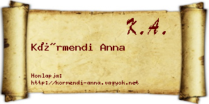 Körmendi Anna névjegykártya