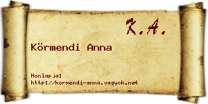 Körmendi Anna névjegykártya