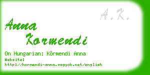 anna kormendi business card